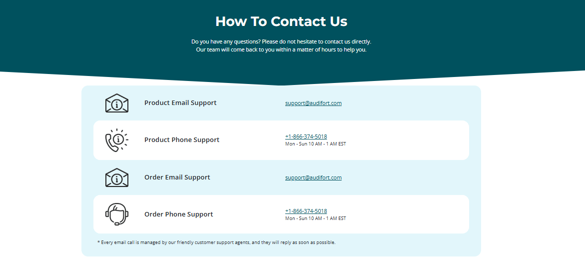 Audifort Customer Support