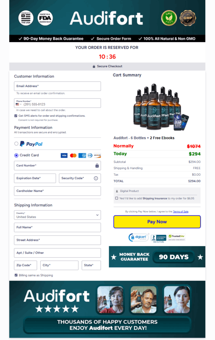 Audifort Product Checkout Page 